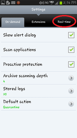 ESET Settings, Real-Time